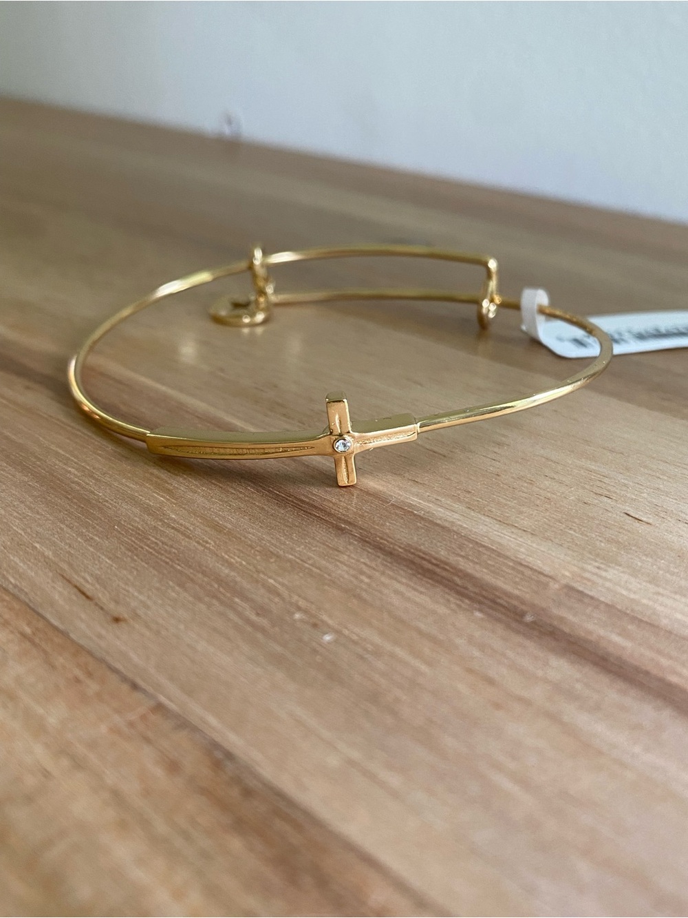 Alex and Ani Gold Cross Bangle with Crystal Accent